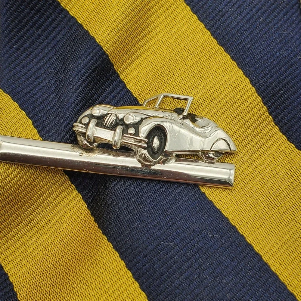 Swank Convertible Cufflinks & Tie Clip Silver Tone Tivoli Bar Clasp Vintage Auto